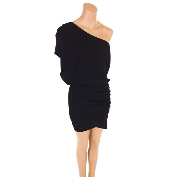 IRO Davov One-Shoulder Envelope Hem Dress Size 38 M Black NWT - Picture 4 of 15